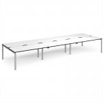 Adapt triple back to back desks 4800mm x 1600mm - silver frame, white top, black edge E4816-S-WK