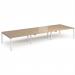 Adapt triple back to back desks 4800mm x 1600mm - white frame, kendal oak top E4816-WH-KO