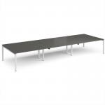 Adapt triple back to back desks 4800mm x 1600mm - white frame, storm grey top E4816-WH-OG