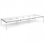 Adapt triple back to back desks 4800mm x 1600mm - white frame, white top, black edge E4816-WH-WK