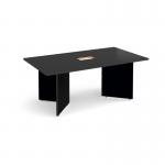 Arrow head leg rectangular boardroom table 1800mm x 1000mm with central cutout 272mm x 132mm - Black EB18-CO-BK