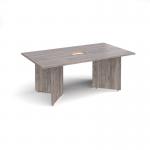 Arrow head leg rectangular boardroom table 1800mm x 1000mm with central cutout 272mm x 132mm - grey oak EB18-CO-GO