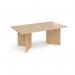 Arrow head leg rectangular boardroom table 1800mm x 1000mm with central cutout 272mm x 132mm - Kendal Oak EB18-CO-KO