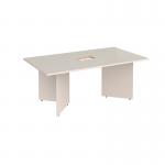 Arrow head leg rectangular boardroom table 1800mm x 1000mm with central cutout 272mm x 132mm - Light Grey EB18-CO-LG