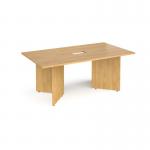Arrow head leg rectangular boardroom table 1800mm x 1000mm with central cutout 272mm x 132mm - oak EB18-CO-O