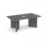 Arrow head leg rectangular boardroom table 1800mm x 1000mm with central cutout 272mm x 132mm - Onyx Grey EB18-CO-OG