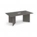 Arrow head leg rectangular boardroom table 1800mm x 1000mm with central cutout 272mm x 132mm - Onyx Grey EB18-CO-OG