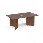 Arrow head leg rectangular boardroom table 1800mm x 1000mm with central cutout 272mm x 132mm - walnut EB18-CO-W