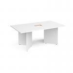Arrow head leg rectangular boardroom table 1800mm x 1000mm with central cutout 272mm x 132mm - white EB18-CO-WH