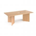 Arrow head leg rectangular boardroom table 2000mm x 1000mm with central cutout 272mm x 132mm - beech