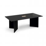 Arrow head leg rectangular boardroom table 2000mm x 1000mm with central cutout 272mm x 132mm - Black EB20-CO-BK