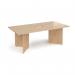 Arrow head leg rectangular boardroom table 2000mm x 1000mm with central cutout 272mm x 132mm - Kendal Oak EB20-CO-KO