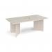 Arrow head leg rectangular boardroom table 2000mm x 1000mm with central cutout 272mm x 132mm - Light Grey EB20-CO-LG