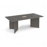 Arrow head leg rectangular boardroom table 2000mm x 1000mm with central cutout 272mm x 132mm - Onyx Grey EB20-CO-OG
