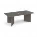 Arrow head leg rectangular boardroom table 2000mm x 1000mm with central cutout 272mm x 132mm - Onyx Grey EB20-CO-OG