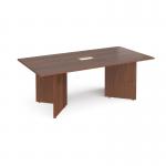 Arrow head leg rectangular boardroom table 2000mm x 1000mm with central cutout 272mm x 132mm - walnut EB20-CO-W