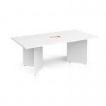 Arrow head leg rectangular boardroom table 2000mm x 1000mm with central cutout 272mm x 132mm - white EB20-CO-WH