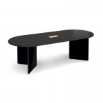 Arrow head leg radial end boardroom table 2400mm x 1000mm with central cutout 272mm x 132mm - Black EB24-CO-BK