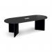 Arrow head leg radial end boardroom table 2400mm x 1000mm with central cutout 272mm x 132mm - Black EB24-CO-BK