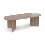 Arrow head leg radial end boardroom table 2400mm x 1000mm with central cutout 272mm x 132mm - Barcelona Walnut EB24-CO-BW
