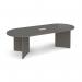Arrow head leg radial end boardroom table 2400mm x 1000mm with central cutout 272mm x 132mm - Onyx Grey EB24-CO-OG