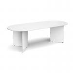 Arrow head leg radial end boardroom table 2400mm x 1000mm - white