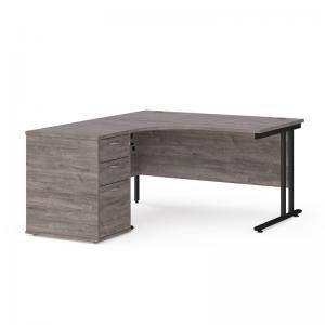 Maestro 25 left hand ergonomic desk 1400mm with black cantilever frame