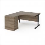 Maestro 25 left hand ergonomic desk 1400mm with black cantilever frame and desk high pedestal - Nebraska Oak EBK14LNO