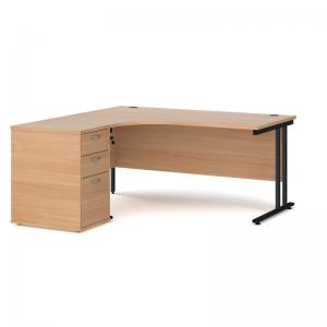 Maestro 25 left hand ergonomic desk 1600mm with black cantilever frame