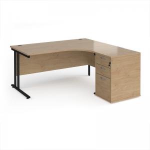 Maestro 25 right hand ergonomic desk 1600mm with black cantilever