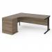 Maestro 25 left hand ergonomic desk 1800mm with black cantilever frame and desk high pedestal - Nebraska Oak EBK18LNO