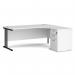 Maestro 25 right hand ergonomic desk 1800mm with black cantilever frame and desk high pedestal - white EBK18RWH