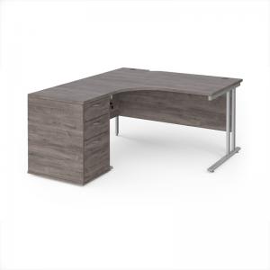 Maestro 25 left hand ergonomic desk 1400mm with silver cantilever