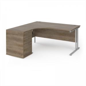 Maestro 25 left hand ergonomic desk 1600mm with silver cantilever