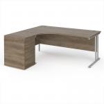 Maestro 25 left hand ergonomic desk 1800mm with silver cantilever frame and desk high pedestal - Nebraska Oak EBS18LNO