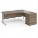 Maestro 25 right hand ergonomic desk 1800mm with silver cantilever frame and desk high pedestal - Nebraska Oak EBS18RNO