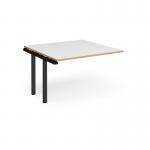 Adapt boardroom table add on unit 1200mm x 1200mm - black frame and white top with oak edging EBT1212-AB-K-WO