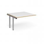 Adapt boardroom table add on unit 1200mm x 1200mm - silver frame and white top with oak edging EBT1212-AB-S-WO