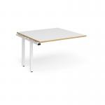 Adapt boardroom table add on unit 1200mm x 1200mm - white frame and white top with oak edging EBT1212-AB-WH-WO