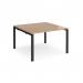 Adapt square boardroom table 1200mm x 1200mm - black frame, beech top EBT1212-K-B