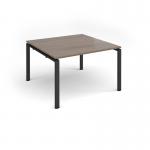 Adapt square boardroom table 1200mm x 1200mm - black frame, Barcelona walnut top EBT1212-K-BW