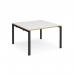 Adapt square boardroom table 1200mm x 1200mm - black frame, white top with oak edging EBT1212-K-WO