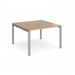 Adapt square boardroom table 1200mm x 1200mm - silver frame, beech top EBT1212-S-B