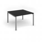 Adapt square boardroom table 1200mm x 1200mm - silver frame, black top EBT1212-S-BK
