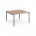 Adapt boardroom table starter unit 1200mm x 1200mm - silver frame, beech top EBT1212-SB-S-B