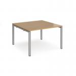 Adapt boardroom table starter unit 1200mm x 1200mm - silver frame and oak top EBT1212-SB-S-O