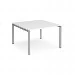 Adapt boardroom table starter unit 1200mm x 1200mm - silver frame, white top EBT1212-SB-S-WH