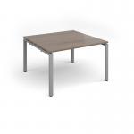 Adapt square boardroom table 1200mm x 1200mm - silver frame, Barcelona walnut top EBT1212-S-BW