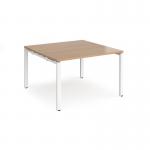 Adapt boardroom table starter unit 1200mm x 1200mm - white frame, beech top EBT1212-SB-WH-B