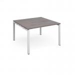 Adapt boardroom table starter unit 1200mm x 1200mm - white frame and grey oak top EBT1212-SB-WH-GO